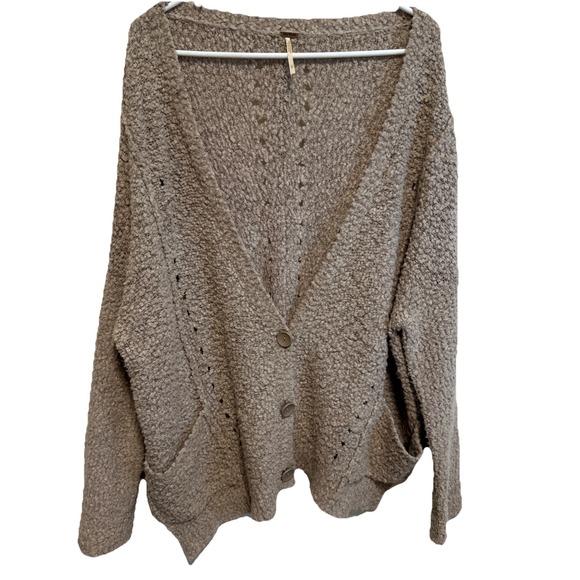 Free People Sweaters - Women's Free People Oversized Cardigan Sweater Grey Size Large **DEFECT Pictured